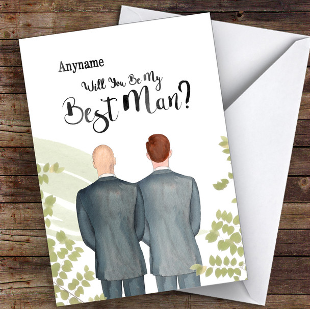 Bald White Ginger Hair Will You Be My Best Man Personalised Wedding Card