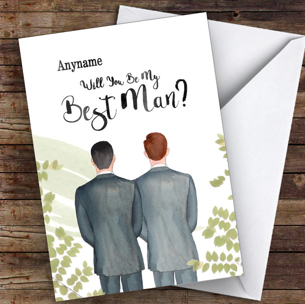 Black Hair Ginger Hair Will You Be My Best Man Personalised Wedding Card