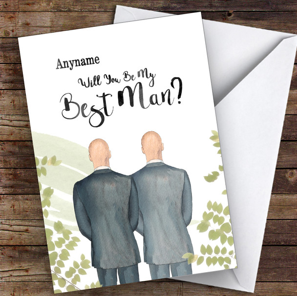 Bald White Bald White Will You Be My Best Man Personalised Wedding Card