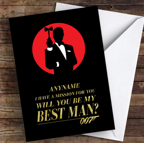 James Bond Will You Be My Best Man Personalised Wedding Card