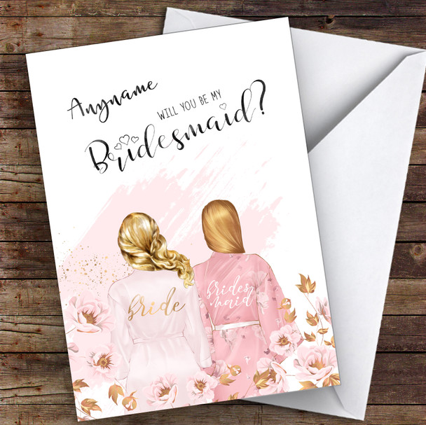 Blond Half Up Hair Blond Swept Hair Will You Be My Bridesmaid Personalised Wedding Card
