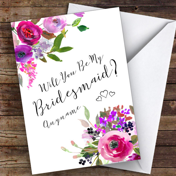 Floral Fancy Will You Be My Bridesmaid Personalised Wedding Card