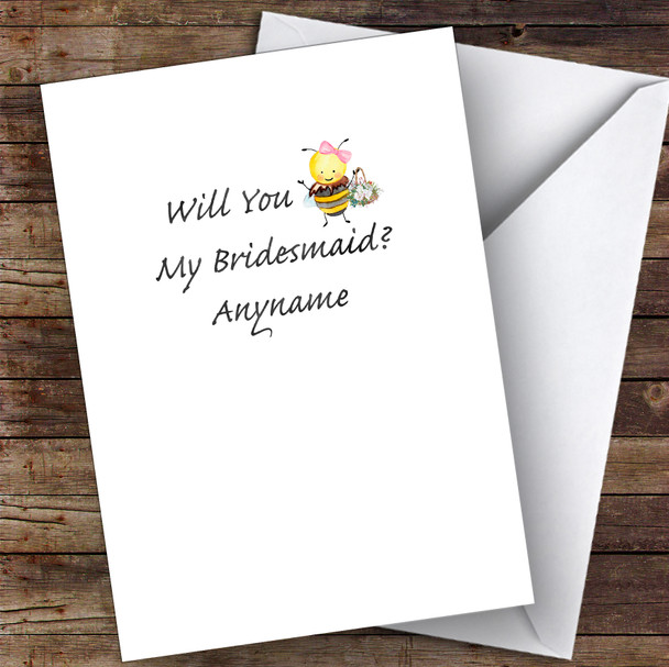 Bumble Bee Will You Be My Bridesmaid Personalised Wedding Card