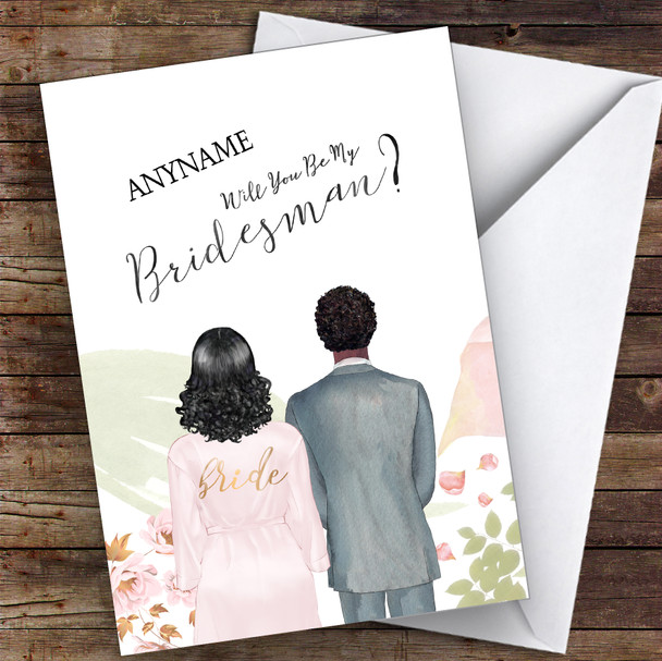 Black Curly Hair Curly Black Hair Will You Be My Bridesman Personalised Wedding Card