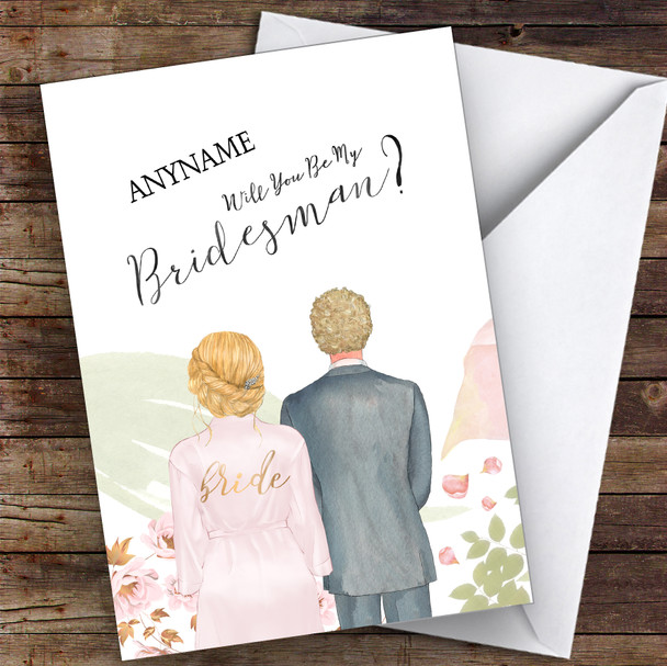 Blond Hair Up Curly Blond Hair Will You Be My Bridesman Personalised Wedding Card