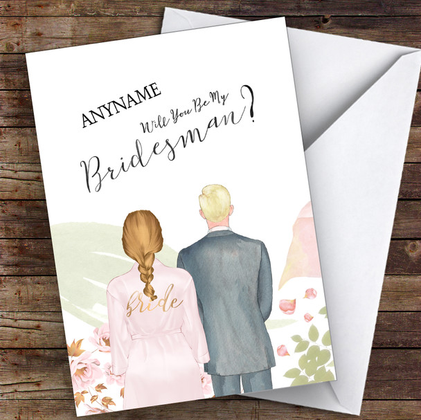 Blond Plaited Hair Blond Hair Will You Be My Bridesman Personalised Wedding Card