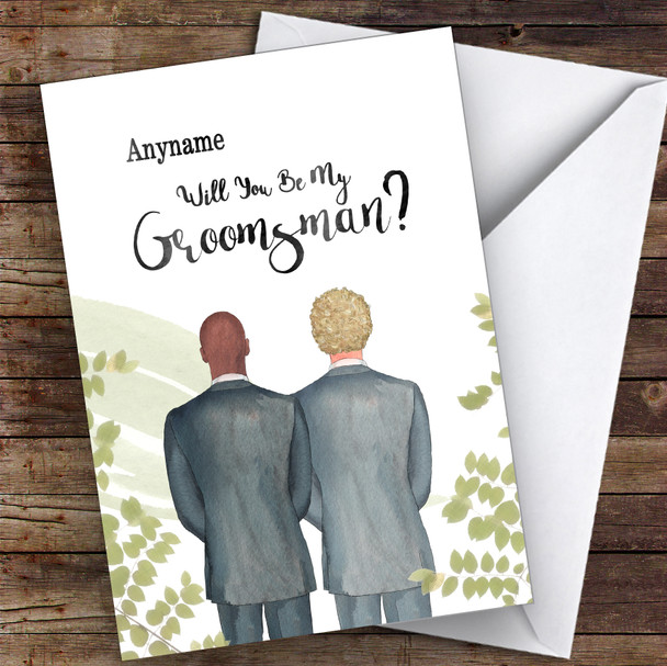 Bald Black Curly Blond Hair Will You Be My Groomsman Personalised Wedding Card