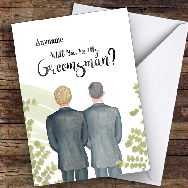 Curly Blond Hair Grey Hair Will You Be My Groomsman Personalised Wedding Card