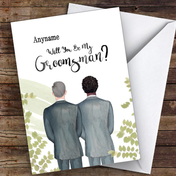 Grey Hair Curly Black Hair Will You Be My Groomsman Personalised Wedding Card