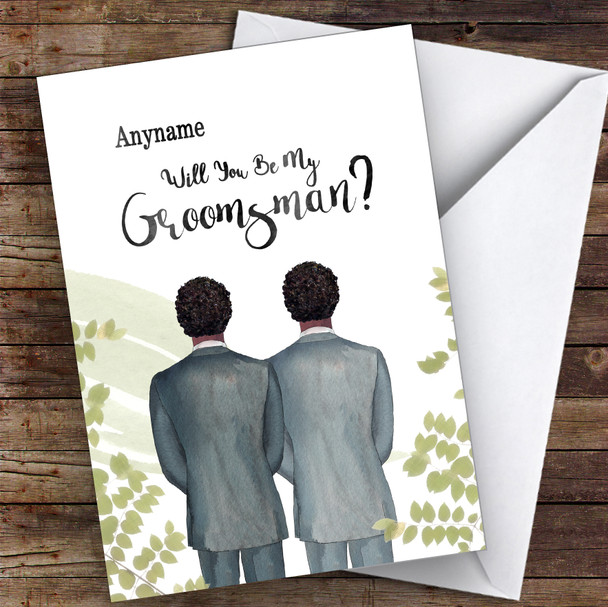 Curly Black Hair Curly Black Hair Will You Be My Groomsman Personalised Wedding Card