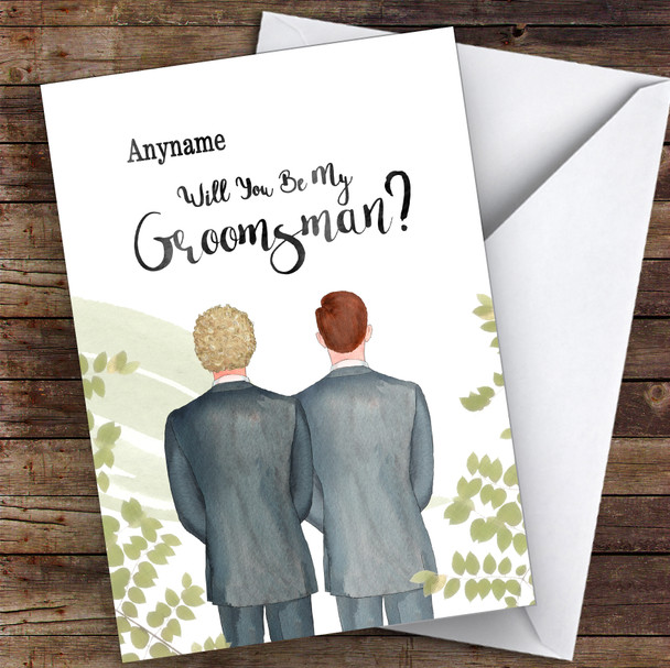 Curly Blond Hair Ginger Hair Will You Be My Groomsman Personalised Wedding Card