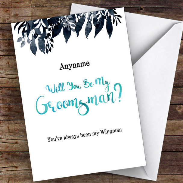 Black Watercolour Will You Be My Groomsman Personalised Wedding Card