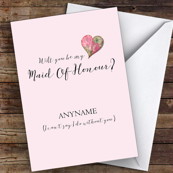Vintage Heart Will You Be My Maid Of Honour Personalised Wedding Card
