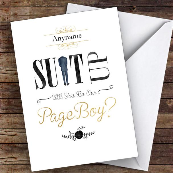 Suit Up Will You Be My Page Boy Personalised Wedding Card