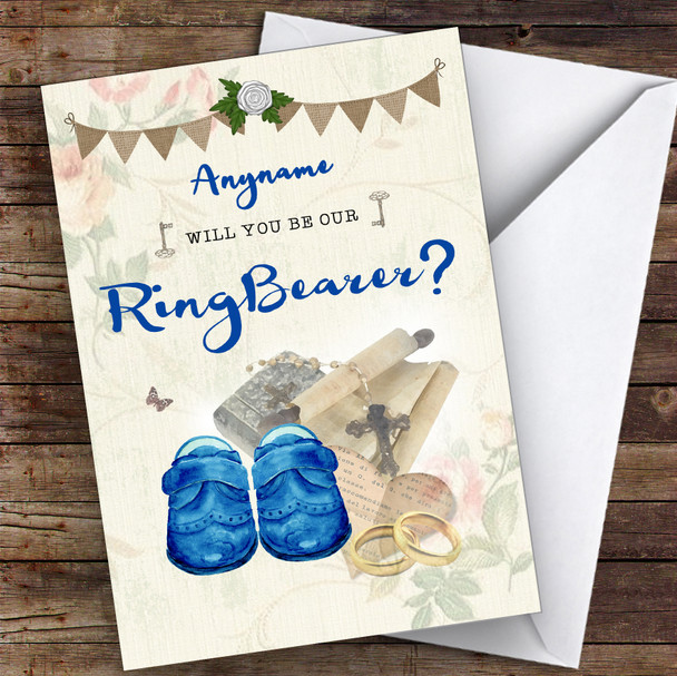 Vintage Shoes Will You Be My Ring Bearer Personalised Wedding Card