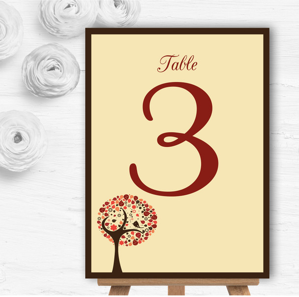 Shabby Chic Bird Tree Brown Vintage Personalised Wedding Table Number Name Cards