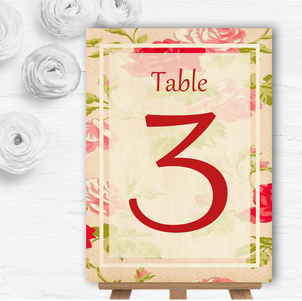 Vintage Pink Shabby Chic Flowers Postcard Style Wedding Table Number Name Cards