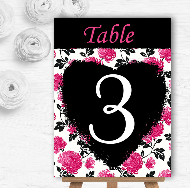 Beautiful Pink Black And White Floral Vintage Wedding Table Number Name Cards