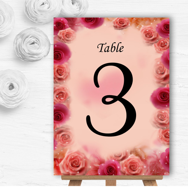 Peach And Pink Flowers Stunning Personalised Wedding Table Number Name Cards