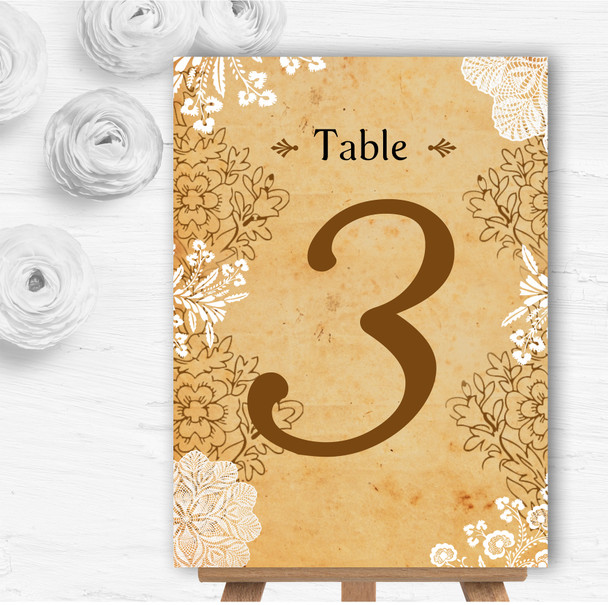 Shabby Chic Rustic Vintage Lace Personalised Wedding Table Number Name Cards