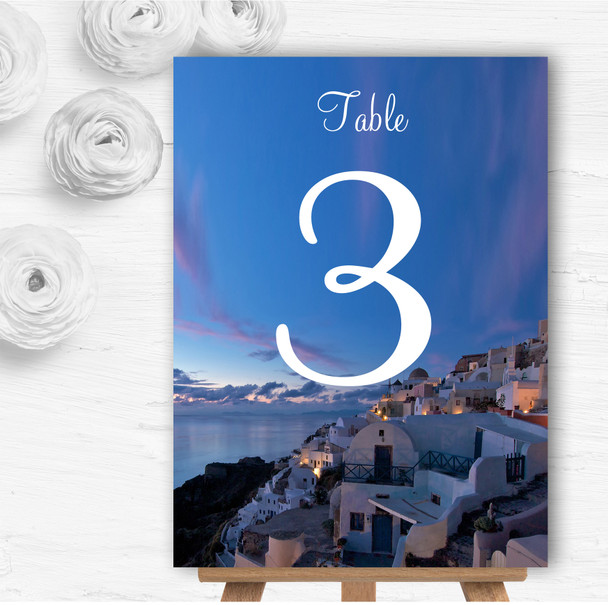 Santorini Greece Jetting Off Married Abroad Wedding Table Number Name Cards