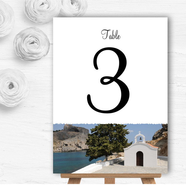 St Pauls Lindos Rhodes Abroad Personalised Wedding Table Number Name Cards