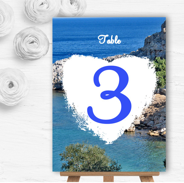 Heart St Pauls Lindos Rhodes Personalised Wedding Table Number Name Cards