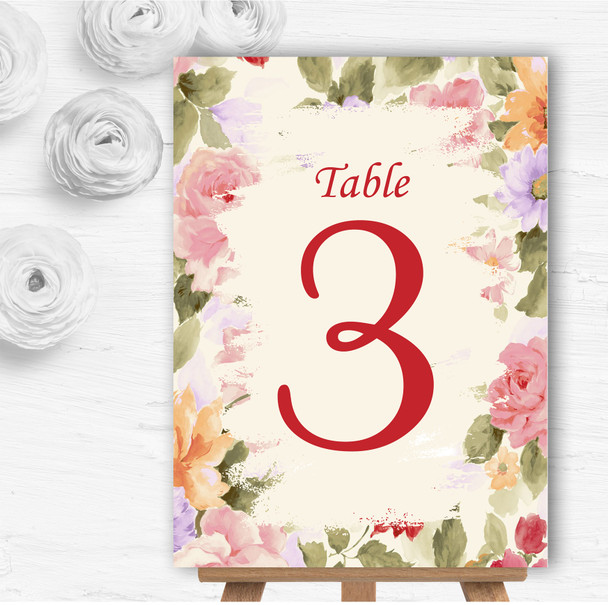 Pretty Pastel Floral Vintage Personalised Wedding Table Number Name Cards