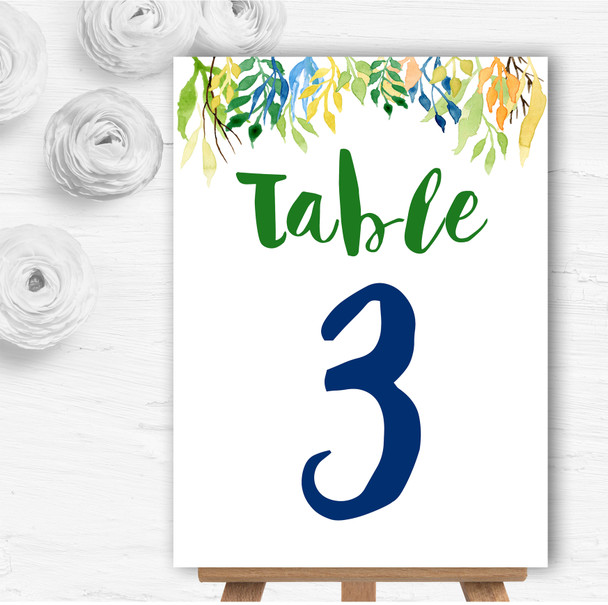 Autumn Leaves Watercolour Floral Header Wedding Table Number Name Cards