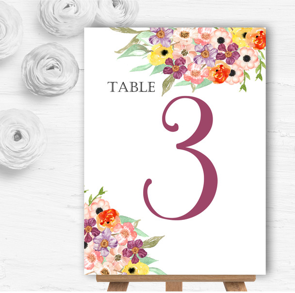 Floral Watercolour Bouquet Personalised Wedding Table Number Name Cards