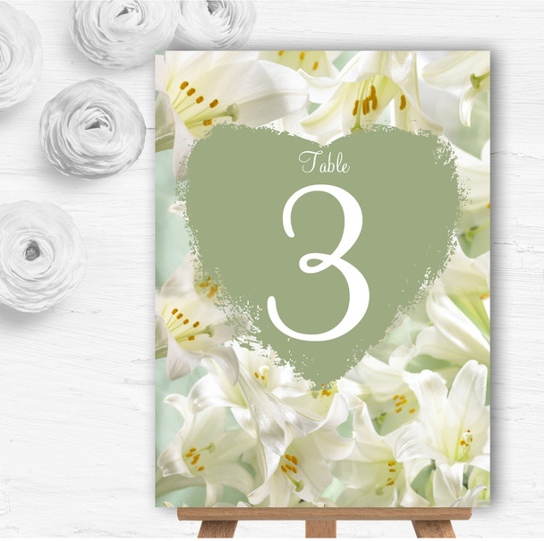 White And Green Calla Lily Personalised Wedding Table Number Name Cards