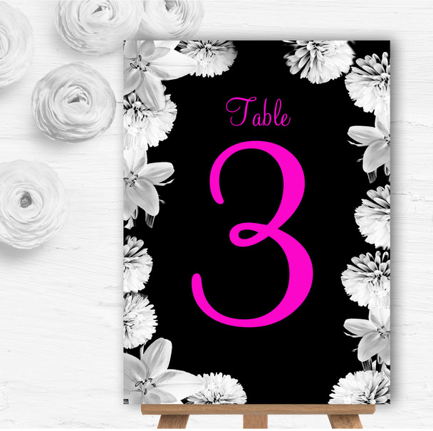 Stunning Lily Flowers Black Pink White Wedding Table Number Name Cards