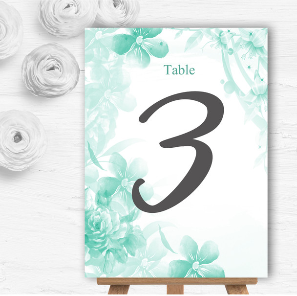 Green Watercolour Floral Personalised Wedding Table Number Name Cards
