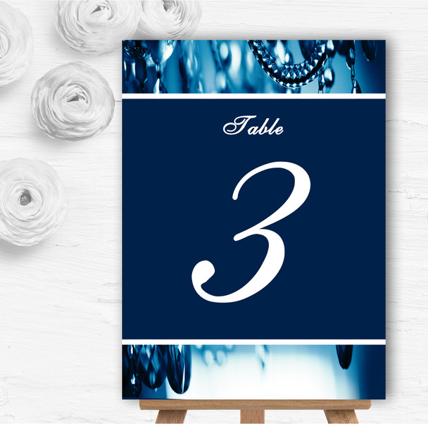 Blue Crystal Chandelier Personalised Wedding Table Number Name Cards