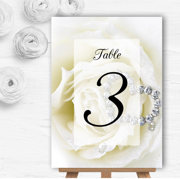 Cream Ivory Rose Heart Personalised Wedding Table Number Name Cards