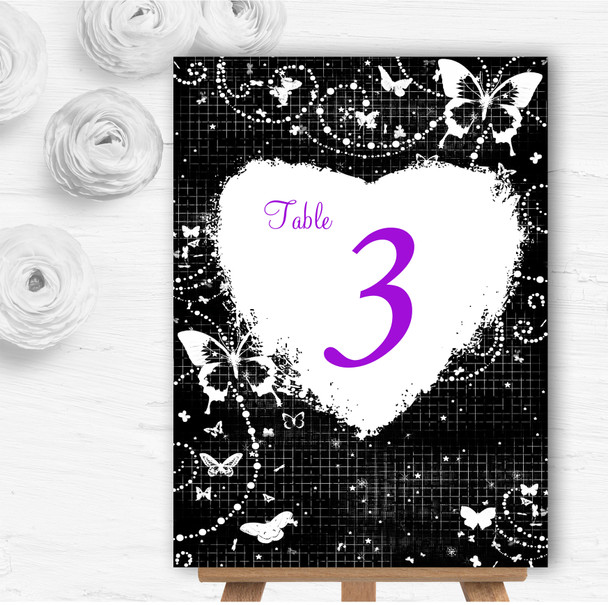 Black White Butterfly Personalised Wedding Table Number Name Cards