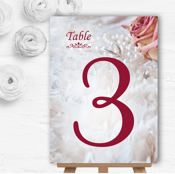 Pink Rose Pearl Rings Personalised Wedding Table Number Name Cards