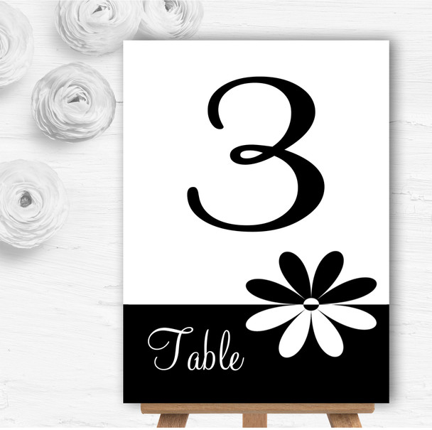 Black & White Flower Personalised Wedding Table Number Name Cards