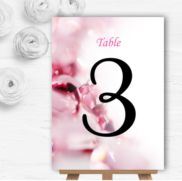 Pink Crystal Diamond Personalised Wedding Table Number Name Cards