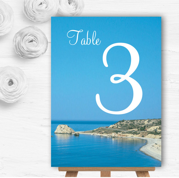 Cyprus Beach Abroad Personalised Wedding Table Number Name Cards