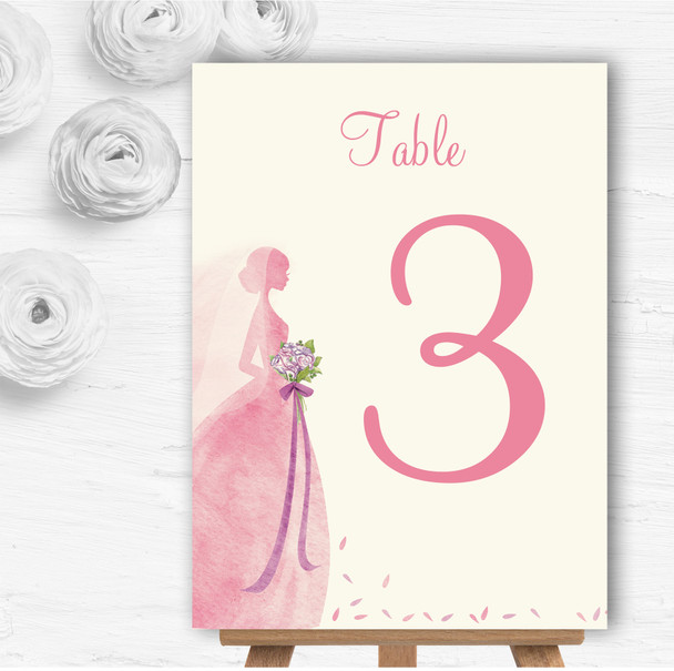 Pink Classic Bride Personalised Wedding Table Number Name Cards