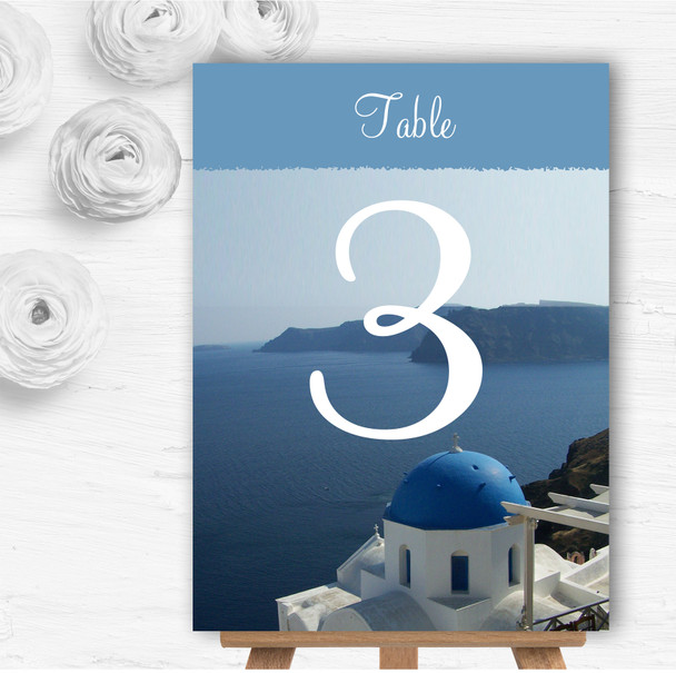 Greece Santorini Personalised Wedding Table Number Name Cards