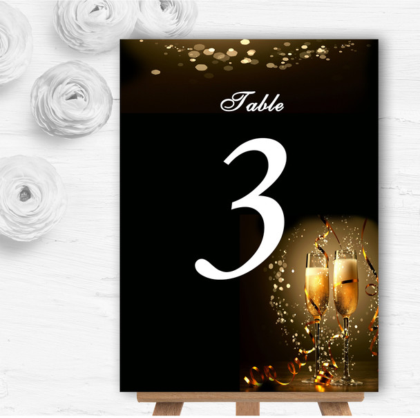 Black Champagne Personalised Wedding Table Number Name Cards