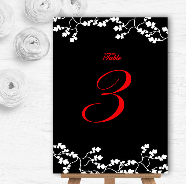 Black White Red Personalised Wedding Table Number Name Cards
