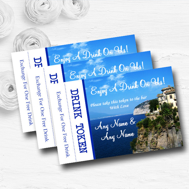 Jetting Off Abroad Sorrento Italy Personalised Wedding Bar Free Drink Tokens