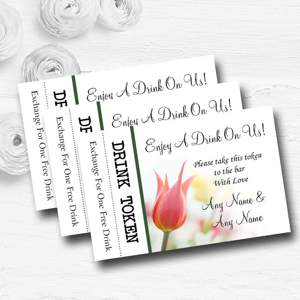 Dainty Pink And Yellow Floral Personalised Wedding Bar Free Drink Tokens