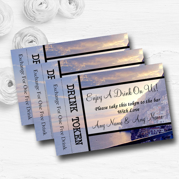 The Amalfi Coast Italy Personalised Wedding Bar Free Drink Tokens