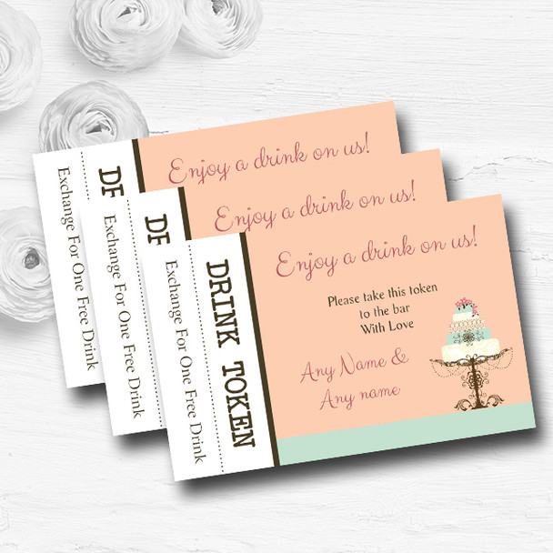 Classical Cake Personalised Wedding Bar Free Drink Tokens