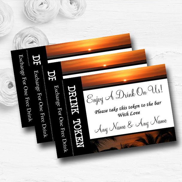 Florida Sunset Personalised Wedding Bar Free Drink Tokens