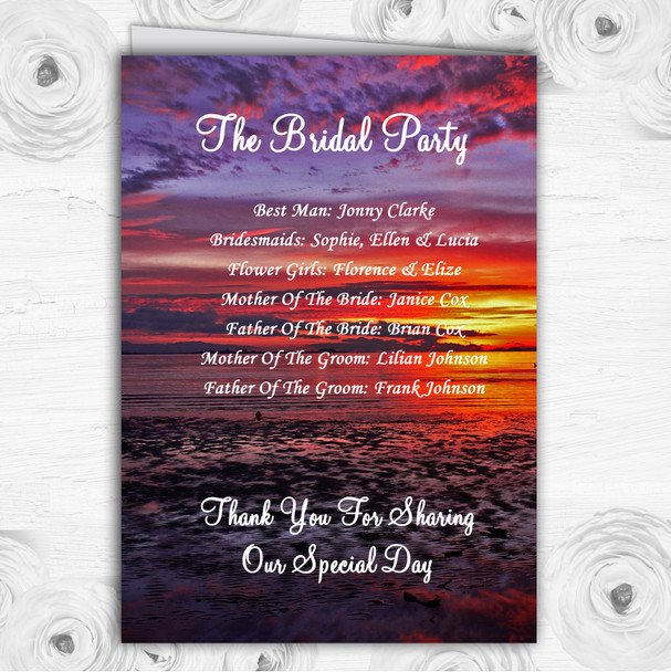 Beautiful Purple Sunset Beach Personalised Wedding Double Cover Order Of Service